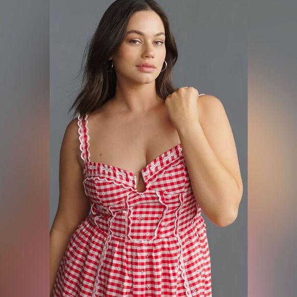 Anthropologie Sleeveless Sweetheart Gingham Midi Dress NWT - Picture 6 of 14